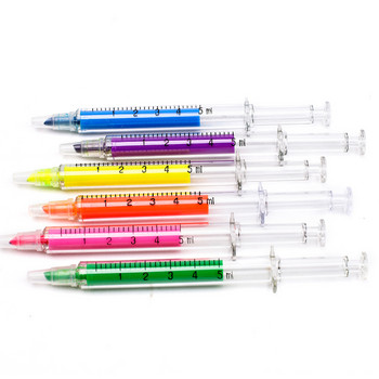6 бр. Спринцовка Tube Color Highlighter Pens Set Новост Маркер Точкова линия за рисуване Канцеларски материали Офис Училищни консумативи F527