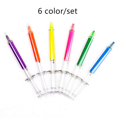 6 komada štrcaljke Tuba Olovke za označavanje boja Set Novost Marker za crtanje Spot Liner Uredski pribor za učenike F527