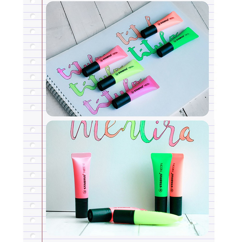 1kom Stabilo Neon Color marker marker pasta za zube Oblik 2/5 mm vrh dlijeta za školu crtanja slika A6826