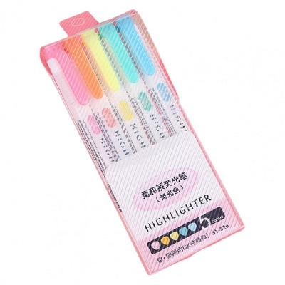5 krāsu/kastīte ar dubultgalvu marķieri, fluorescējoši marķieri, marķieri, pildspalvas Mākslas marķieris japāņu mīlas Kawaii kancelejas preces