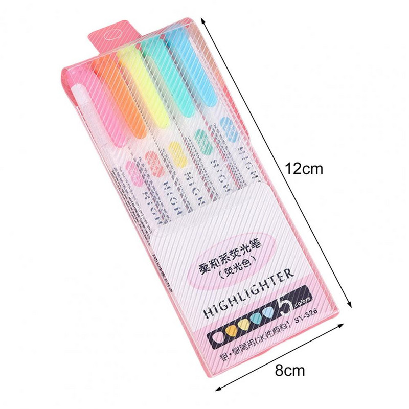 5 krāsu/kastīte ar dubultgalvu marķieri, fluorescējoši marķieri, marķieri, pildspalvas Mākslas marķieris japāņu mīlas Kawaii kancelejas preces