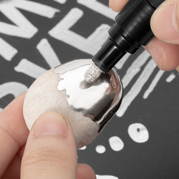 Μεταλλικός καθρέφτης Ασημένιος μαρκαδόρος Art Paint Markers Liquid Chrom Silver στυλό Αδιάβροχο ανακλαστικό μεταλλικό εφέ Craftwork στυλό