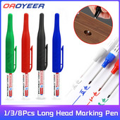 1/3/8 db 32 mm hosszú fejű olajjelölő toll vízálló többcélú mélylyuk jelölő toll famegmunkáló szerszám fekete/piros/kék tinta