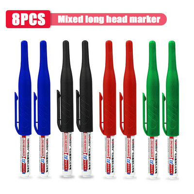1/3/8 db 32 mm hosszú fejű olajjelölő toll vízálló többcélú mélylyuk jelölő toll famegmunkáló szerszám fekete/piros/kék tinta