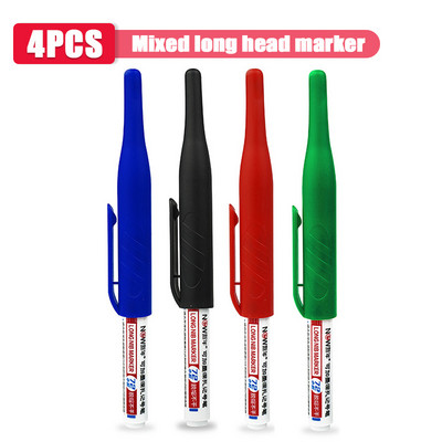 1/3/8 db 32 mm hosszú fejű olajjelölő toll vízálló többcélú mélylyuk jelölő toll famegmunkáló szerszám fekete/piros/kék tinta