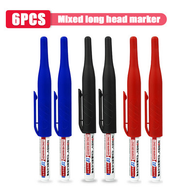 1/3/8 db 32 mm hosszú fejű olajjelölő toll vízálló többcélú mélylyuk jelölő toll famegmunkáló szerszám fekete/piros/kék tinta