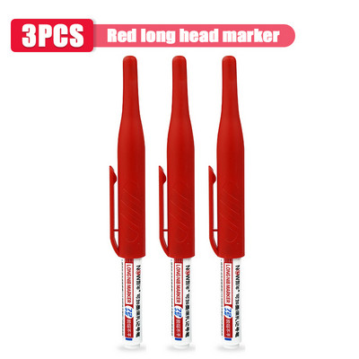 1/3/8 db 32 mm hosszú fejű olajjelölő toll vízálló többcélú mélylyuk jelölő toll famegmunkáló szerszám fekete/piros/kék tinta