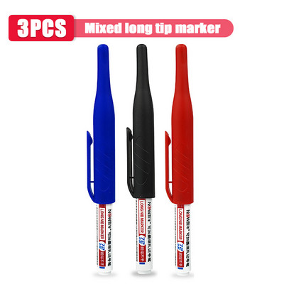 1/3/8 db 32 mm hosszú fejű olajjelölő toll vízálló többcélú mélylyuk jelölő toll famegmunkáló szerszám fekete/piros/kék tinta