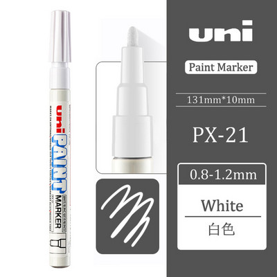 1gab UNI PX-21 pastāvīgās marķiera pildspalvas Krāsainas eļļas Ūdensnecaurlaidīgs raksts metāla stikla auduma riepām Grafiti krāsas marķiera pildspalva