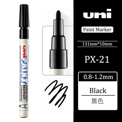 1gab UNI PX-21 pastāvīgās marķiera pildspalvas Krāsainas eļļas Ūdensnecaurlaidīgs raksts metāla stikla auduma riepām Grafiti krāsas marķiera pildspalva