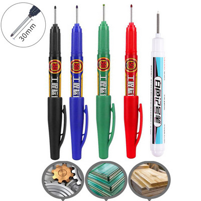 6/3 buc. Marcator cu cap lung cu penita, 30 mm, pix, faianta, baie, impermeabil, permanent, decorare pentru prelucrarea lemnului, multifuncțional, gaură adâncă, alb, 20 mm