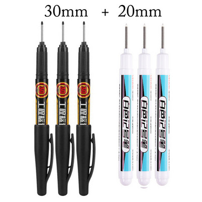 6/3 gab Garas uzgaļa galvas marķieris 30 mm pildspalvas flīzes Vannas istabai ūdensizturīgs pastāvīgs kokapstrādes dekors Daudzfunkcionāls dziļais caurums balts 20 mm