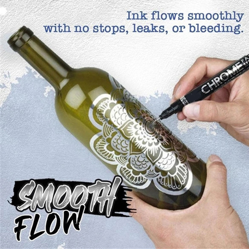 Haile jauns spoguļa marķiera šķidro pildspalvu komplekts, sudraba šķidrais spogulis, hroma DIY mākslas sveķu krāsas apdare, metālisks marķieris, amatniecības krāsa Pe