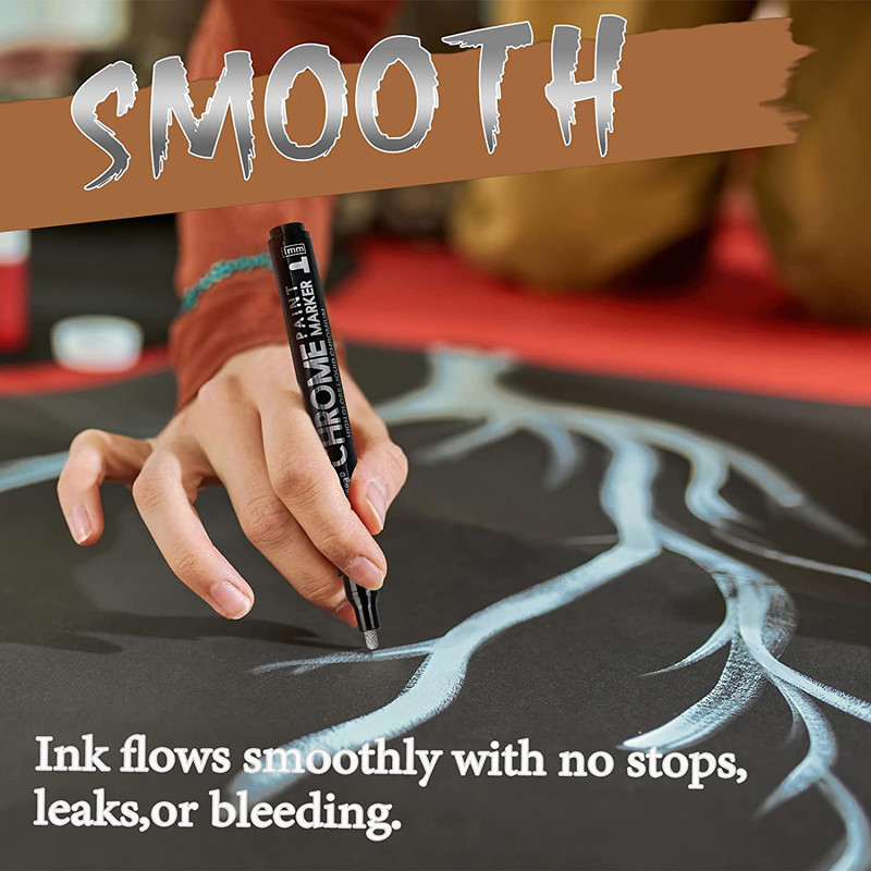 Haile jauns spoguļa marķiera šķidro pildspalvu komplekts, sudraba šķidrais spogulis, hroma DIY mākslas sveķu krāsas apdare, metālisks marķieris, amatniecības krāsa Pe