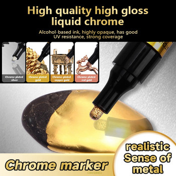 Ηλεκτρομεταλλευτικός καθρέφτης Ασημένιο χρυσό Στυλό Βαφής Χειροποίητο Επιχρωμιωμένο Μεταλλικό Αδιάβροχο Ελαστικό Κεραμικό Touch-up Βαφή 1mm/2mm/3mm