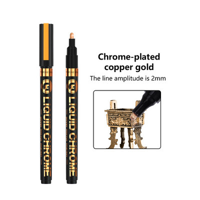 Oglindă galvanizată Argintiu aur Vopsea Pen Reparare manuală Metal cromat Rezistent la apă Anvelopă Ceramică Vopsea de retuș 1mm/2mm/3mm