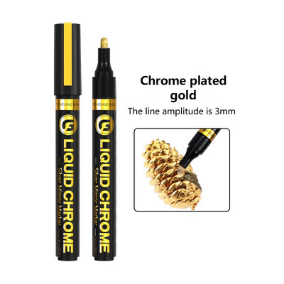 Oglindă galvanizată Argintiu aur Vopsea Pen Reparare manuală Metal cromat Rezistent la apă Anvelopă Ceramică Vopsea de retuș 1mm/2mm/3mm