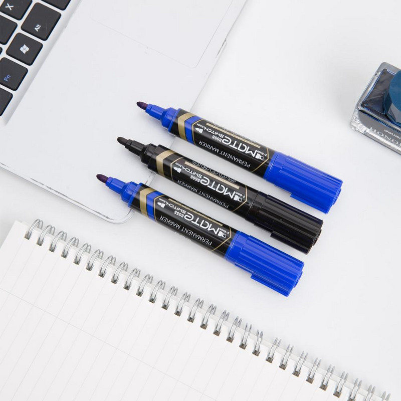 DELI Water Proof Permanent Marker 2pcs/Lot Bullet Tip 1,5mm Chisel tip 1-6mm ES555 Αναλώσιμα γραφείου Διπλή μύτη Μόνιμοι δείκτες