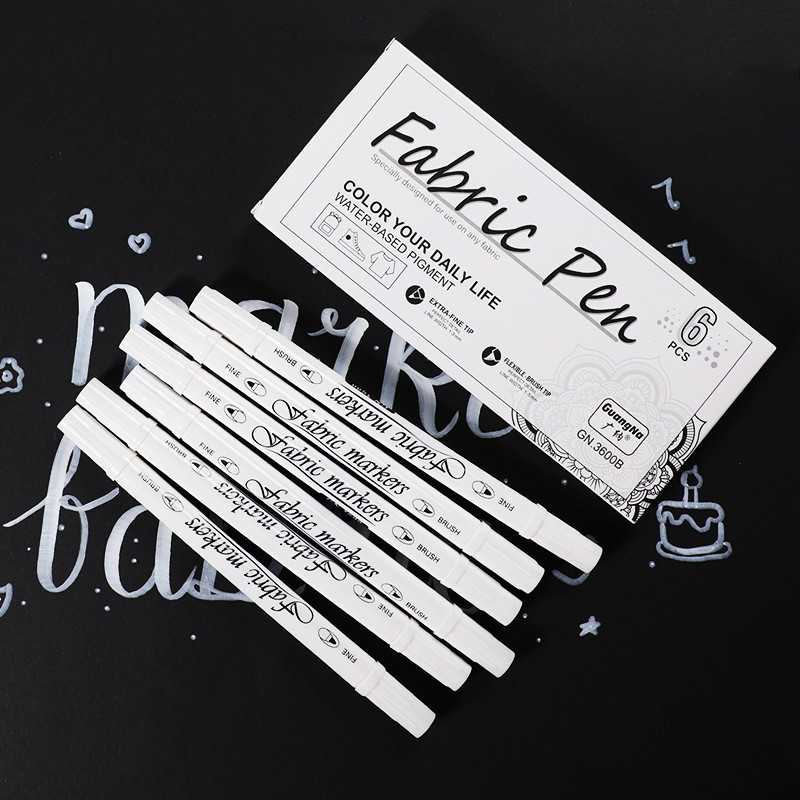 Baltas vandeniui atsparus nuolatinis audinys, tekstilės žymeklio rašiklio rinkinys, skirtas marškinėliai, batai, drabužiai, medis, akmuo, „pasidaryk pats“ menas, grafiti, piešimas, tapyba