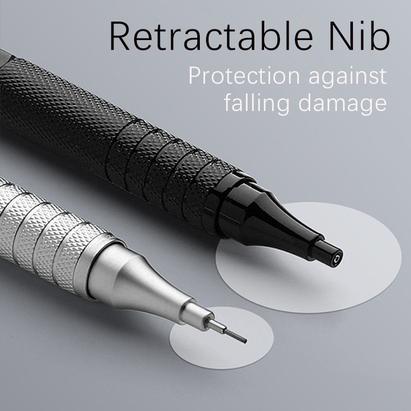 1 vnt. mechaninis pieštukas 0,3/0,5/0,7/2,0 mm žemo svorio centro metalo piešimo specialus pieštukas Biuro mokyklos rašymo meno reikmenys