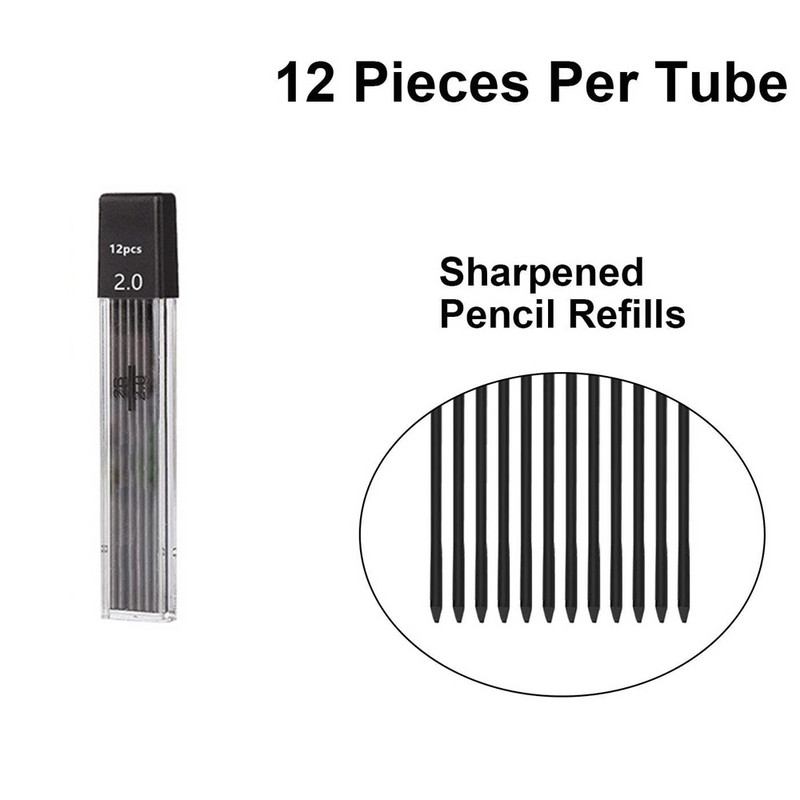 Set de creioane mecanice de 2,0 mm 2B Creioane automate pentru elevi rezerve de culoare/plumb negru Schiță de artă Rechizite școlare Papetărie Kawaii