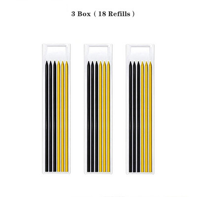 Tvirtas dailidės pieštukų rinkinys su 6 papildymo laidais, įmontuotu galandiklio žymėjimo įrankiu Medžio apdirbimo gilių skylių mechaniniai pieštukai