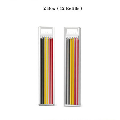 Tvirtas dailidės pieštukų rinkinys su 6 papildymo laidais, įmontuotu galandiklio žymėjimo įrankiu Medžio apdirbimo gilių skylių mechaniniai pieštukai