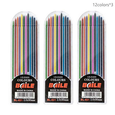 2,0 mm mehaaniline pliiatsikomplekt 2B automaatsed pliiatsid värvi/musta plii täidisega mustandite joonistamiseks, kirjutamiseks, meisterdamiseks, joonistamiseks