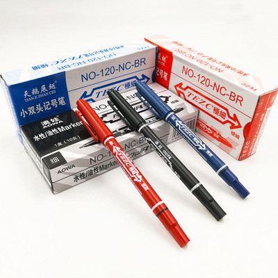 10 db/tétel Gyorsan száradó tartós jelölő 0,5 mm-es és 1 mm-es kétfejű jelölő Fekete kék piros tinta diákpapírok írásához