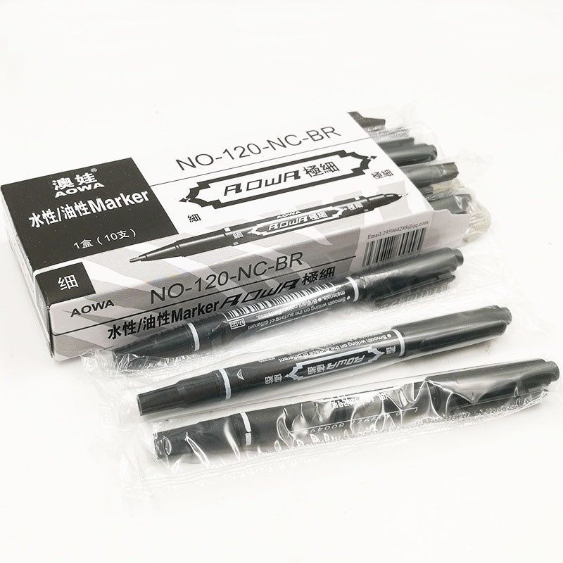 10 kom/lot brzosušeći trajni marker 0,5 mm i 1 mm dvostruki marker crna plava crvena tinta za pisanje studentskog pribora