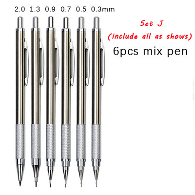 Set de creioane mecanice din metal 0,3 0,5 0,7 0,9 1,3 2,0 mm rezerve de plumb Artă Schiță automată Creioane pentru schițe Rechizite școlare de birou