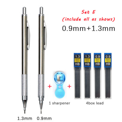 Set de creioane mecanice din metal 0,3 0,5 0,7 0,9 1,3 2,0 mm rezerve de plumb Artă Schiță automată Creioane pentru schițe Rechizite școlare de birou