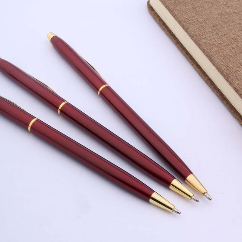 1PC офис метален подарък червена училищна златна неръждаема стомана Химикалка