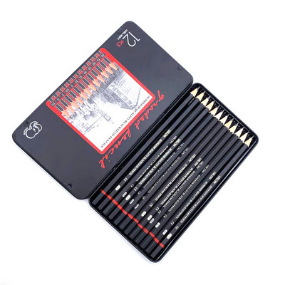 Set de 12 creioane de desen 2H-8B Creioane din grafit pentru școală Cutie metalică ambalate Papetarie Rechizite școlare de artă