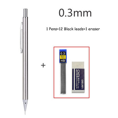 Haile 0,3 0,5 0,7 0,9 mm HB mechanická sada ceruziek, celokovová umelecká kresliareň, skica, písanie, automatická ceruzka s čiernymi náplňami