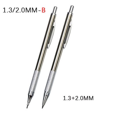 2 kom/lot 0,5 0,7 0,9 2,0 mm Set olovaka za crtanje 2B Metalna mehanička olovka za pisanje umjetničkih skica Materijal od nehrđajućeg čelika i bakra