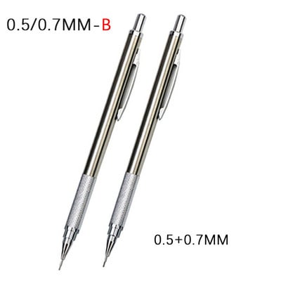 2 kom/lot 0,5 0,7 0,9 2,0 mm Set olovaka za crtanje 2B Metalna mehanička olovka za pisanje umjetničkih skica Materijal od nehrđajućeg čelika i bakra