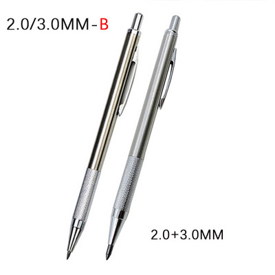 2 kom/lot 0,5 0,7 0,9 2,0 mm Set olovaka za crtanje 2B Metalna mehanička olovka za pisanje umjetničkih skica Materijal od nehrđajućeg čelika i bakra