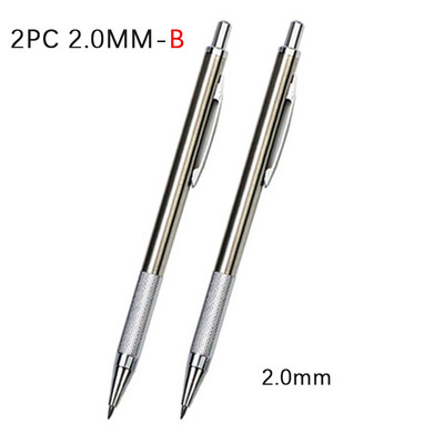 2 kom/lot 0,5 0,7 0,9 2,0 mm Set olovaka za crtanje 2B Metalna mehanička olovka za pisanje umjetničkih skica Materijal od nehrđajućeg čelika i bakra