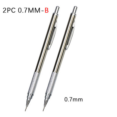 2 kom/lot 0,5 0,7 0,9 2,0 mm Set olovaka za crtanje 2B Metalna mehanička olovka za pisanje umjetničkih skica Materijal od nehrđajućeg čelika i bakra