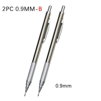 2 kom/lot 0,5 0,7 0,9 2,0 mm Set olovaka za crtanje 2B Metalna mehanička olovka za pisanje umjetničkih skica Materijal od nehrđajućeg čelika i bakra