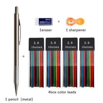 2,0 mm set mehaničkih olovaka u crnoj boji / punjenje za olovku u boji 2B automatska olovka za učenike Umjetnička skica Slikanje Pisanje Kawaiii pribor
