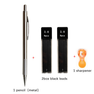 2,0 mm set mehaničkih olovaka u crnoj boji / punjenje za olovku u boji 2B automatska olovka za učenike Umjetnička skica Slikanje Pisanje Kawaiii pribor