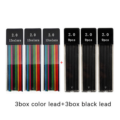 2,0 mm set mehaničkih olovaka u crnoj boji / punjenje za olovku u boji 2B automatska olovka za učenike Umjetnička skica Slikanje Pisanje Kawaiii pribor