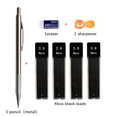 2,0 mm set mehaničkih olovaka u crnoj boji / punjenje za olovku u boji 2B automatska olovka za učenike Umjetnička skica Slikanje Pisanje Kawaiii pribor