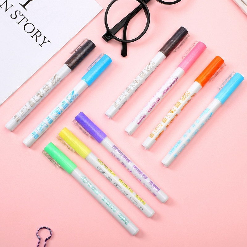1 Buc Desen Manga Art Marker Pixuri 8 Culori Highlighter Markers Rechizite de Artă DIY Scrapbooking Rechizite școlare Papetarie