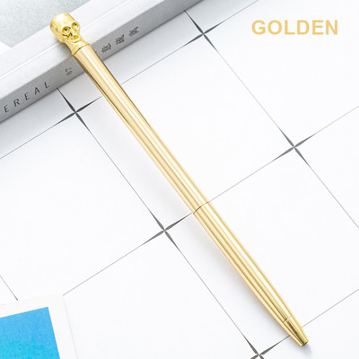 Безплатно гравиране лого Метална неутрална химикалка Творческа забавна прекрасна метална химикалка с форма на череп Ученически консумативи Подпис Офис подарък Химикалка