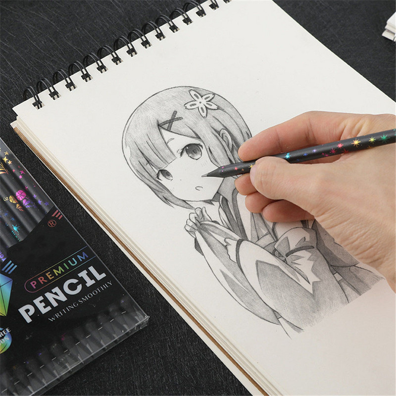 12 buc/set pictură creativă colorată, creioane cu plumb negru, pictură HB, creion pentru desen, pentru studenți, pentru scris, articole de papetărie, rechizite școlare