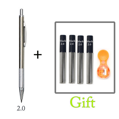Mehanička olovka 2,0 mm, puna metalna automatska, 2 mm olovka u boji, školska crna olovka, punjenje od 12 boja za slikarstvo, inženjersko crtanje