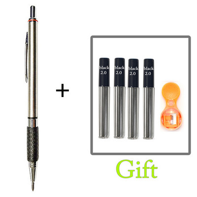 Mehanička olovka 2,0 mm, puna metalna automatska, 2 mm olovka u boji, školska crna olovka, punjenje od 12 boja za slikarstvo, inženjersko crtanje